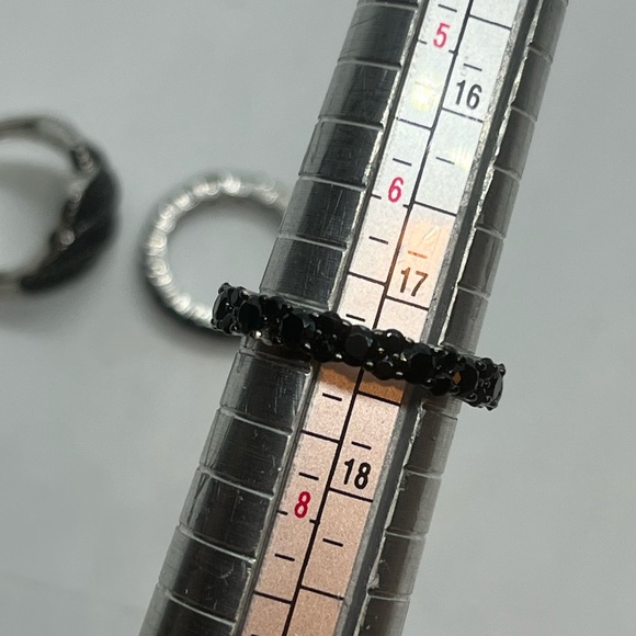 Set of 3 sterling silver black pave CZ rings sizes 7 & 9 - Picture 4 of 16